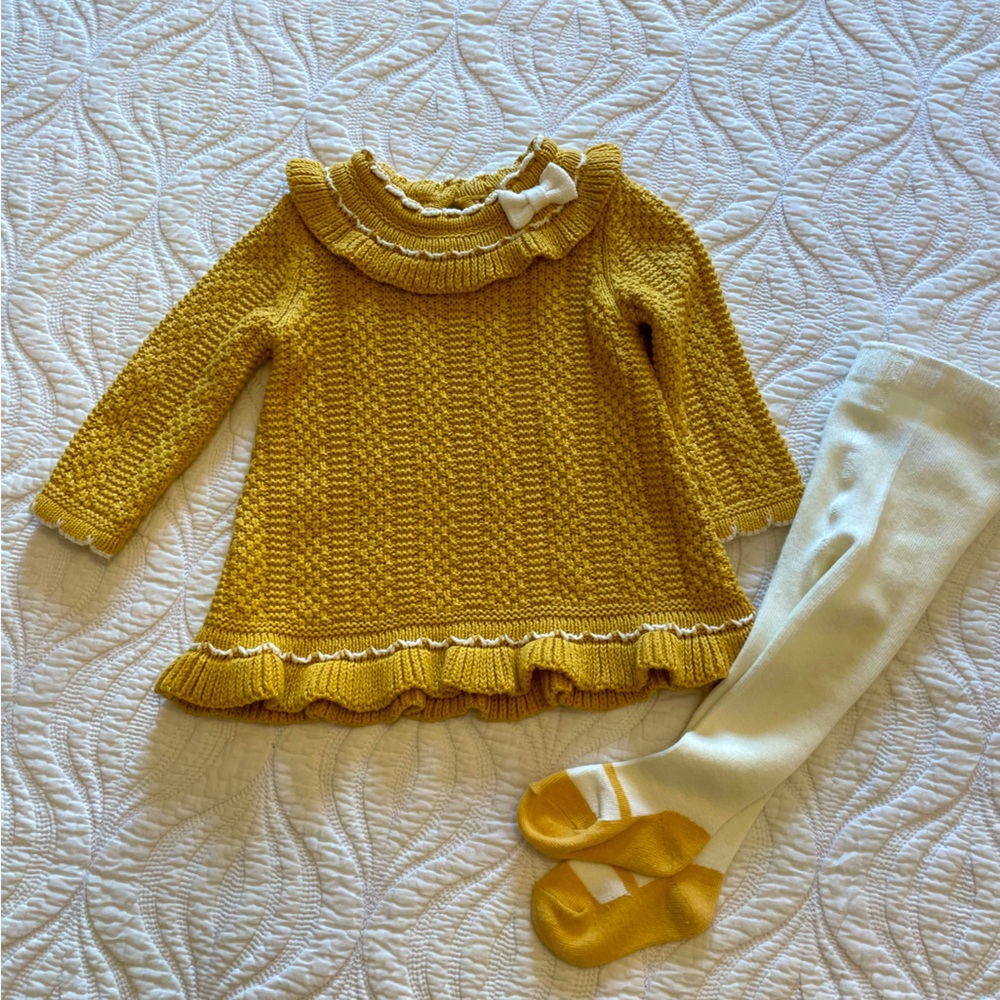 Rachel Zoe Knitted Baby Dress & tights 0-3 months💛